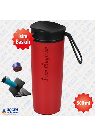 500ml Kişiye Özel Devrilmez Paslanmaz Çelik Termos Bardak  Beyaz