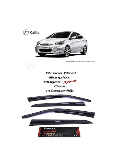 Hyundai Accent Blue Sunplex Marka Cam Rüzgarlığı Mugen 4'Lü