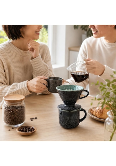 Tr El Yapımı Seramik V60 Dripper, Glossy Black Filtre Kahve Demleme Ekipmanı, Pour Over Kahve Demleme Seti, Barista V Genel