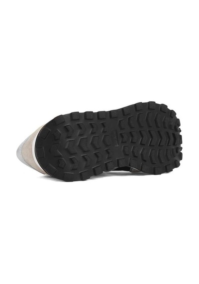 Kadın Bej Lacivert Bağcıklı Süet Deri Sneaker