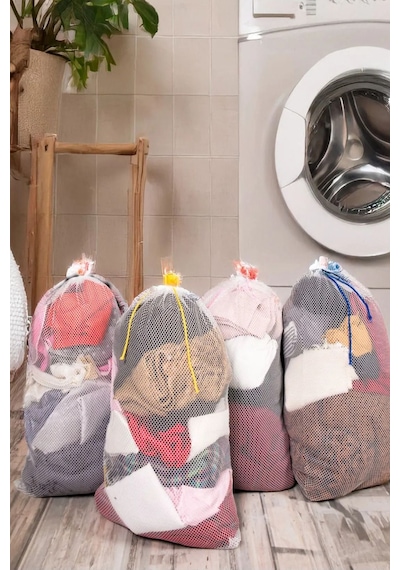 4 Adet Lux Renkli Iplikli Çamaşır Yıkama Filesi 40x60 Cm Tr Diğer