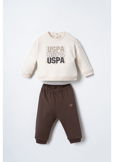 U.S. Polo Assn. Erkek Bebek Baskılı Krem Uzun Kol Pijama Takım Usb3180-c-v1 Usb3180-c-v1