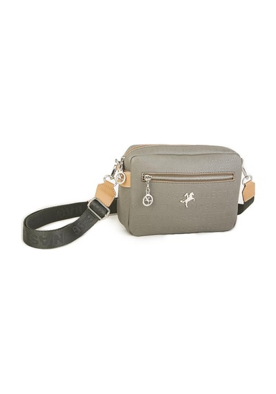 Nas Bag Kadın Çapraz Çanta Mini Cüzdanlı Ayarlanabilir Askılı Yeşil Camel Gofraj Yeşil