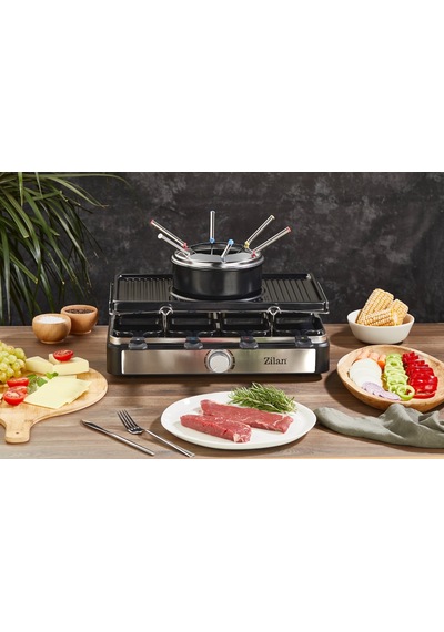 Zilan ZLN8856 1400 W Raclette & Izgara Makinesi 8 Kişilk Raclette Fondü Set