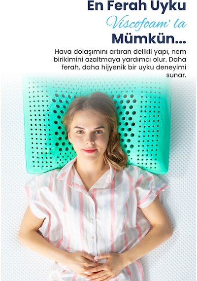 Viscofoam Air Terapi Hava Kanallı Ortopedik Yastık Visco Yastık Yeşil 60x40x16cm