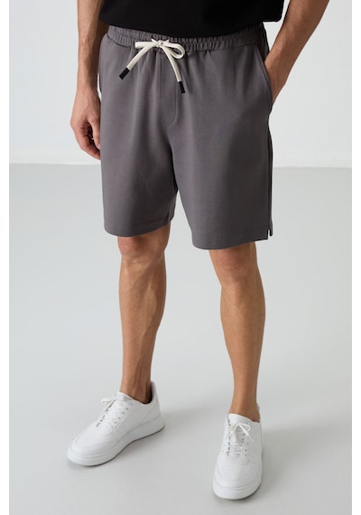 Air Jones Tommy Life Koyu Gri Pamuklu Kalın Yumuşak Dokulu Comfort Fit Basic Erkek Şort - 81274 Koyu Gri