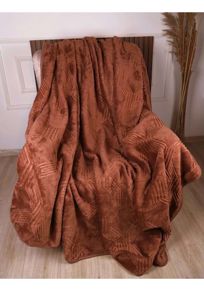 Özdilek Trendy Tek Kişilik Battaniye 155x220 Art Deco Cameo Brown Kahve