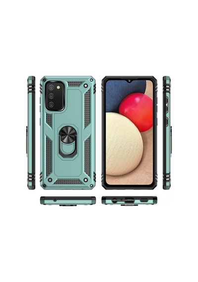 Newface Samsung Uyumlu Galaxy A02s Kılıf Sofya Yüzüklü Silikon Kapak - Yeşil Yeşil