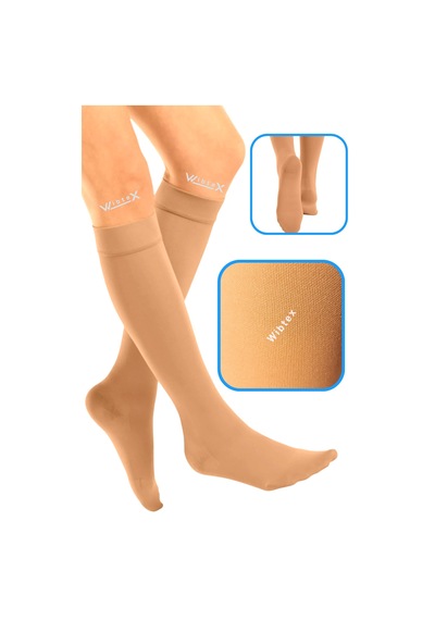 Wibtex Unisex Diz Altı Varis Çorabı Ten Rengi CCL2 4 Kapalı Diz Altı