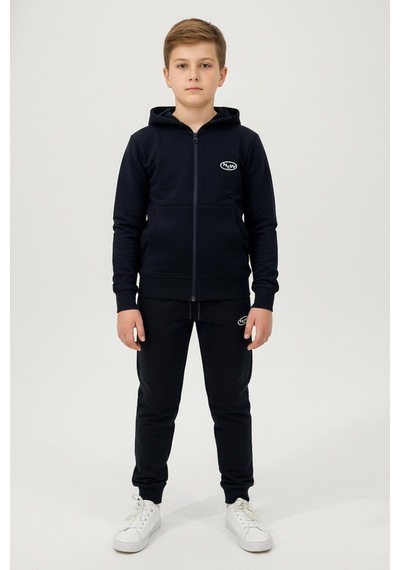 New Kids Fermuarlı Kapüşonlu Cepli Unisex Çocuk Eşofman Takımı-90926 Siyah