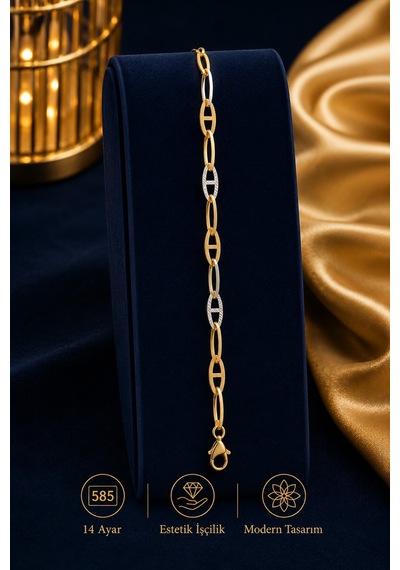 Aks Gold 14 Ayar Mariner Zincir Bileklik 2,80 Gram 20 Cm