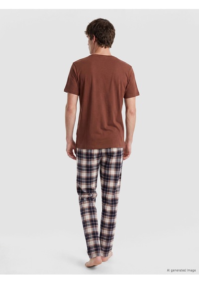 Lc Waikiki Lc Waıkıkı Kahverengi Regular Fit Baskılı Erkek Pijama Takımı