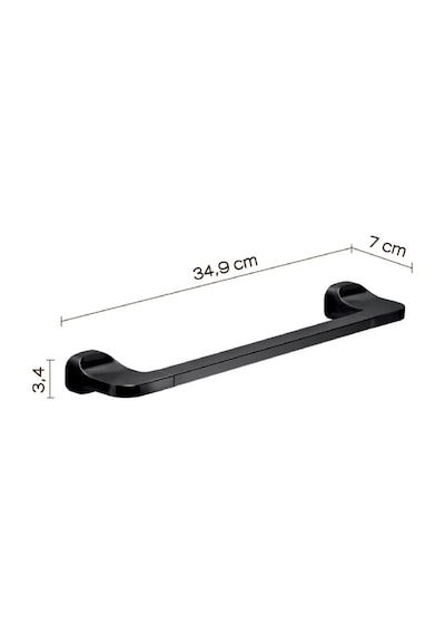 Stelvio Havluluk, Uzun, 34.9 Cm - Mat Siyah Mat Siyah