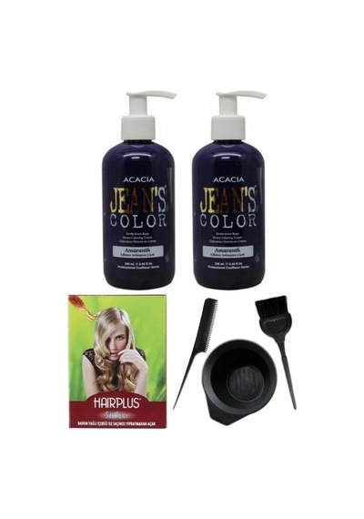 Saç Boyası Eflatun 250ml 2ad, Saç Açıcı Ve Fluweel Saç Boya Kabı Seti
