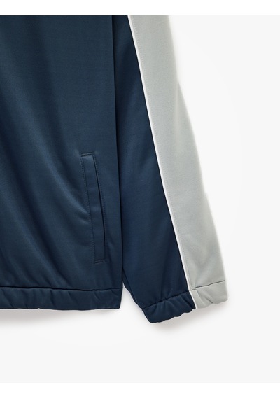 Koton Uzun Kollu Renk Kontrastlı Cepli Dik Yaka Fermuarlı Spor Sweatshirt Lacivert 7wam70029nk
