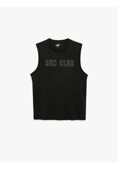 Koton Regular Fit Kolsuz Bisiklet Yaka Baskılı Spor Atleti Siyah 6sam30001nk