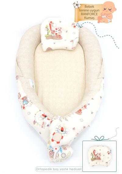 Babynest Ortopedik Bebek Yatağı, Anne Yanı Bebek Yatağı, Ergonomik Tasarım, Animal Serisi