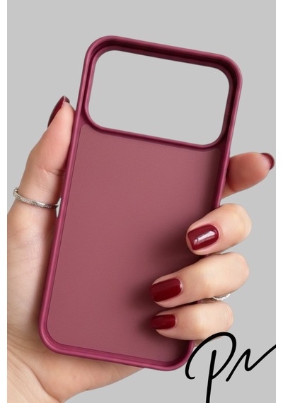 Iphone 17 Pro Max Uyumlu Kılıf Logolu Lansman Soft Yumuşak Içi Kadife Silikon Kapak Bordo