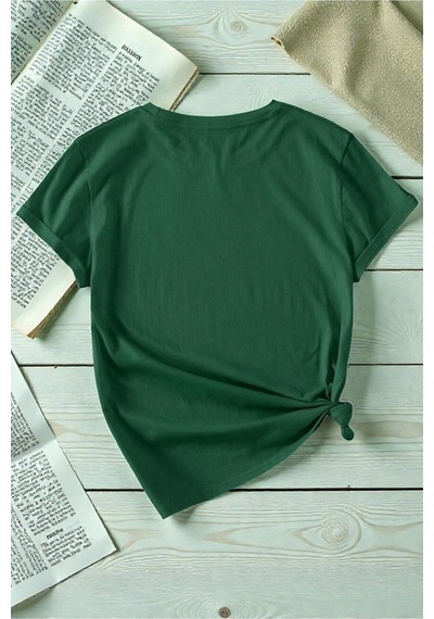 Uyguntarz Unisex Sevimli Marshmallows Baskılı Tasarım Tshirt Yeşil