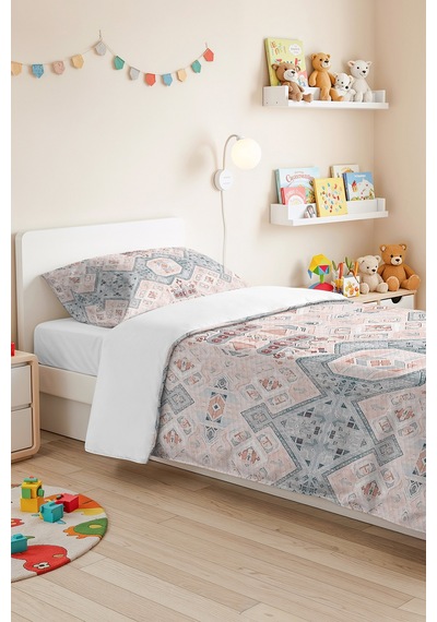 Geometrik Bohem Pudra Genç Odası Tek Kişilik Pike Takımı-etnik Mint 160x220 Cm Kapitone Yatak Örtüsü Naif Halı Fısıltısı