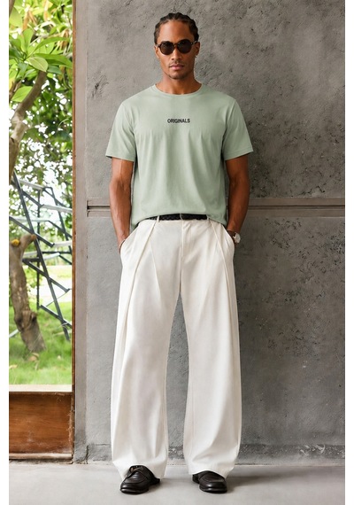 Tarz Cool Originals Baskılı Oversize Erkek Tişört Süprem %100 Cotton Yeşil