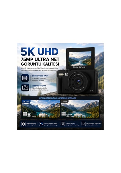 Robeve 5k Vlog Uhd 75mp Fotoğraf Makinesi