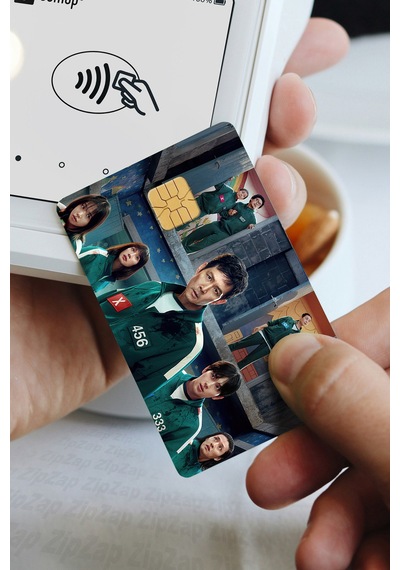 Squid Game Dizi Kart Kaplama Yapışkanlı Folyo Sticker 8 Adet Çok Renkli