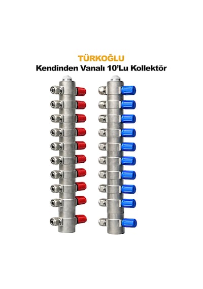 1'inç 16 Lık Kendinden Vanalı 10 Lu Kollektör Takıl Halinde Satılır 2 Adet Kırmızı-mavi Diğer