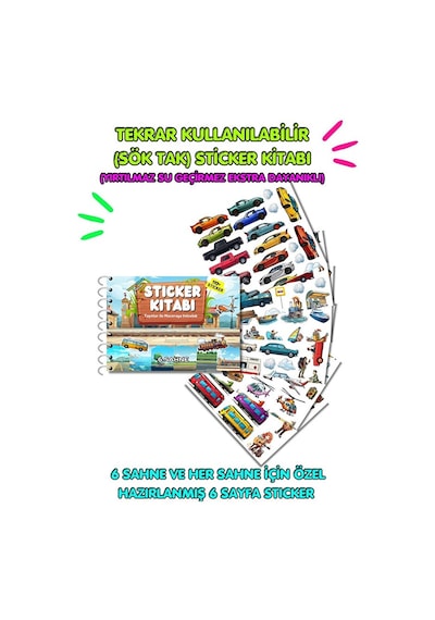Tekrar Kullanılabilir Sticker Kitabı Taşıtlar