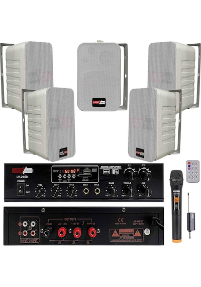 Lastvoice Large Plus Paket-4 Hoparlör ve Anfi Anons Ses Sistemi Seti