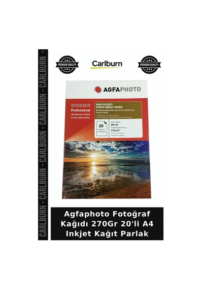 Özel Seri Agfaphoto Fotoğraf Kağıdı 270gr 20'li A4 Inkjet Kağıt Parlak Materyal Sanat Hobi