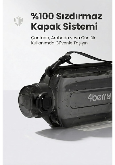 Tr 750 Ml Spor Matara Sızdırmaz Kapaklı, Tek Elle Kullanım, Askılı Taşınabilir Su Şişesi, Siyah Diğer