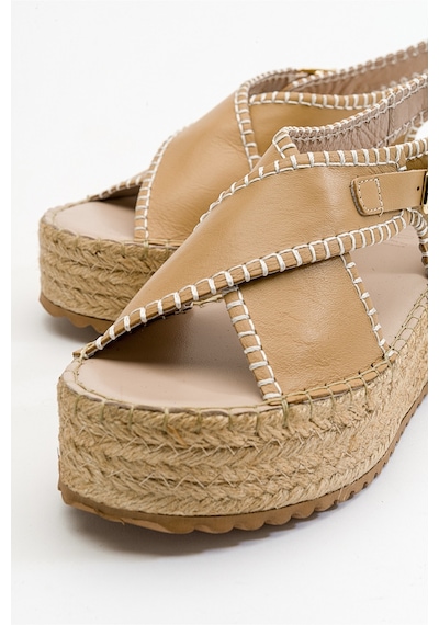 Luvishoes Bellezza Koyu Bej Cilt Hakiki Deri Kadın Sandalet Koyu Bej