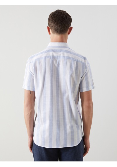 Lcwaıkıkı Classic Mavi Regular Fit Armürlü Cepli Erkek Gömlek
