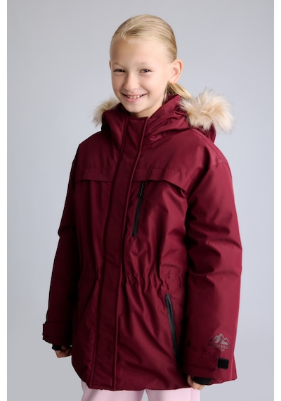 Defacto Çıkarılabilir Suni Kürk Yaka Kapüşonlu Polar Astarlı Fermuarlı Şişme Kayak Montu Kız Çocuk F4480a826wnbr115 Bordo-br115