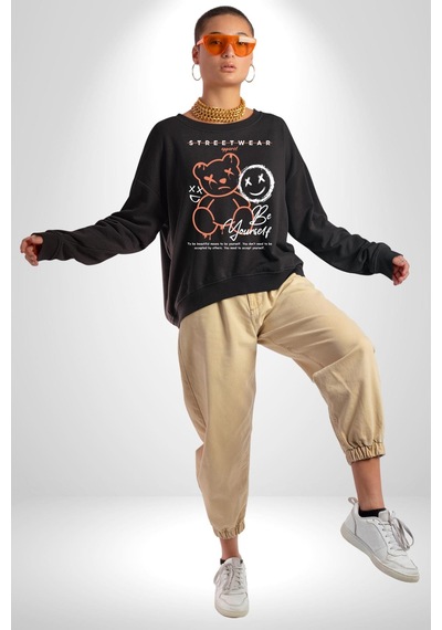Yükseliş İçin Kendin Ol Unisex Siyah Sweatshirt Siyah
