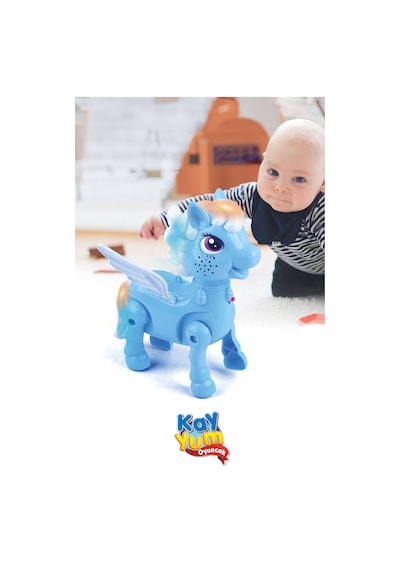 Işıklı Sesli Pilli Yürüyen Unicorn Pony At - Mavi