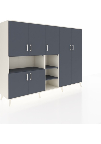 Hyperion Dolap 13 Raflı 7 Kapaklı 220x44x163 Aytaşı-antrasit Aytaşı-antrasit