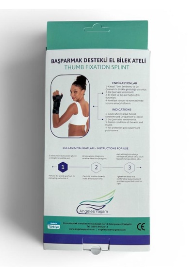 Angeles Yaşam Başparmak Destekli Elbilek Ateli Standart Siyah