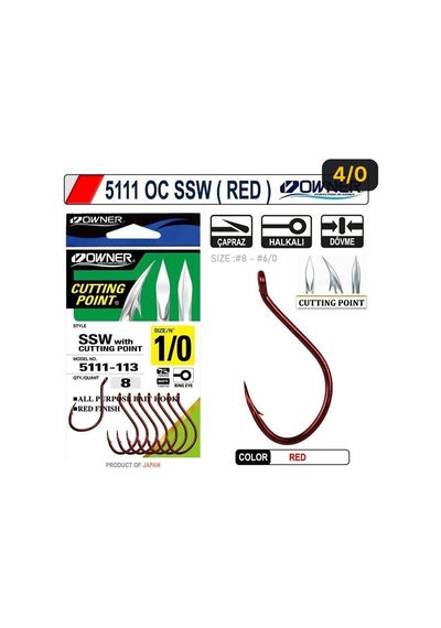 Owner 5111 Oc Ssw Red Tekli Olta İğnesi 4/0
