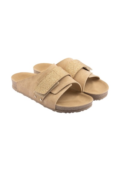 Polomia Comfort Olivia Esnek Ayarlanabilir Tek Cırtlı Anatomik Poli Comfort Cool Rahat Kadın Günlük Sandalet Terlik Bej