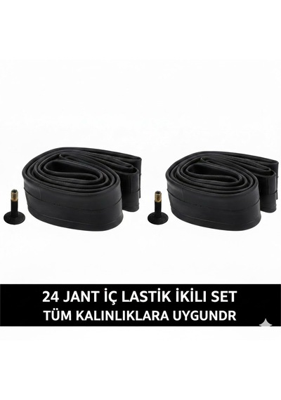 Güçlü Bisikletmotosiklet 24 Jant İç Lastik 2'li Set - 24x1.75 / 2.125 Uyumlu - Oto Kalın Sibop 2 Adet Bisiklet İç Lastiği