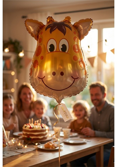 Safari Zürafa Kafa Folyo Balon 25x45 Cm Safari Temalı Çocuk Doğum Günü Parti Süsü Çok Renkli
