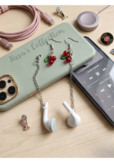 Küpe Ve Kulaklık Tutucu Bir Arada. Çıkarılabilir Kulak Tutucu. Bluetooth Kulaklık Kayıp Önleyici. Gümüş