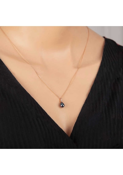 Gümüş Rose Damla İnci Kadın Kolye Beyaz