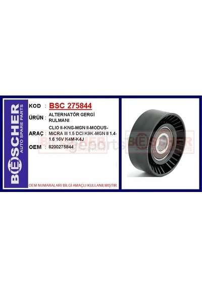 Alternatör Gergi Rulmani Rulmani Clio 2 - Kangoo - Megane 2 - Modus - Micra 3 1.5 Dcı K9k - Megane 2 1.4-1.6 16v K