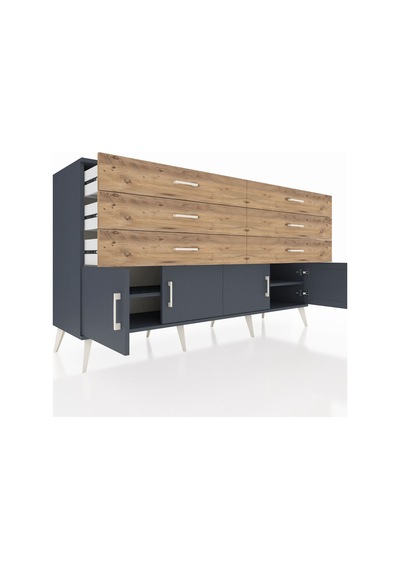 Hyperion Konsol 2 Raflı 6 Çekmeceli 4 Kapaklı 176x44x99 Antrasit- Antrasit-antrasit/çam Hyperion Konsol 2 Raflı 6 Çekmeceli 4 Kapaklı 176x44x99 Antrasit- Antrasit-antrasit/çam