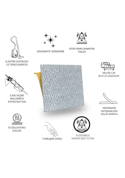 Tink Kendinden Yapışkanlı Keçe Karo Zemin Ve Duvar Kaplama Leopar Desenli Gri 48x48 Cm 4 Adet 0,92 M² 4 Adet 0,92 M²