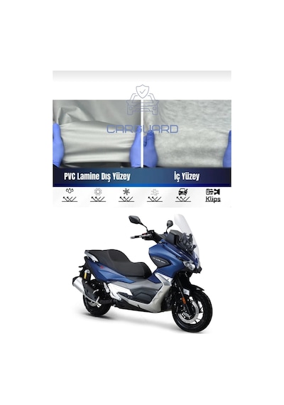 Carguard Rks Freccia 150cc Uyumlu Fitilli Motosiklet Brandası Motor Örtüsü-arka Çanta Uyumlu