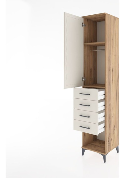Hyperion Dolap 2 Raflı 4 Çekmeceli Tek Askılı 44x44x221 Çam-aytaşı Atlas Çam